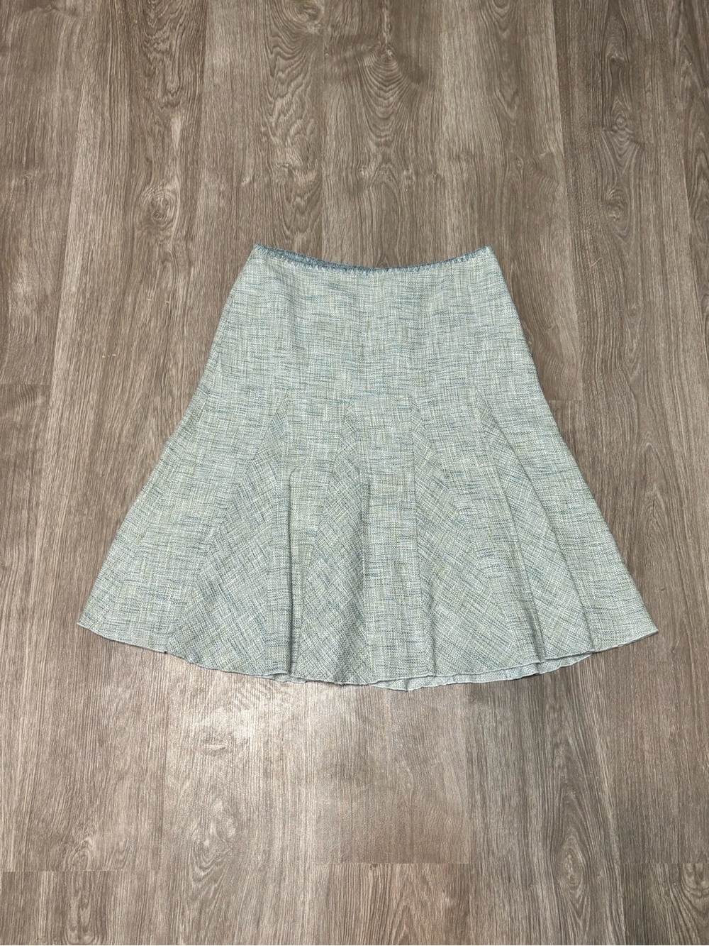 Vintage 90s Ann Taylor Blue Green Tweed A-Line Skirt